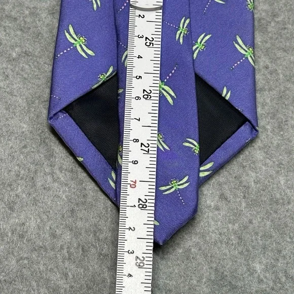 Alynn Dragonfly Silk Tie Purple Green Novelty Insect Necktie 57x3.7in - Picture 5 of 6